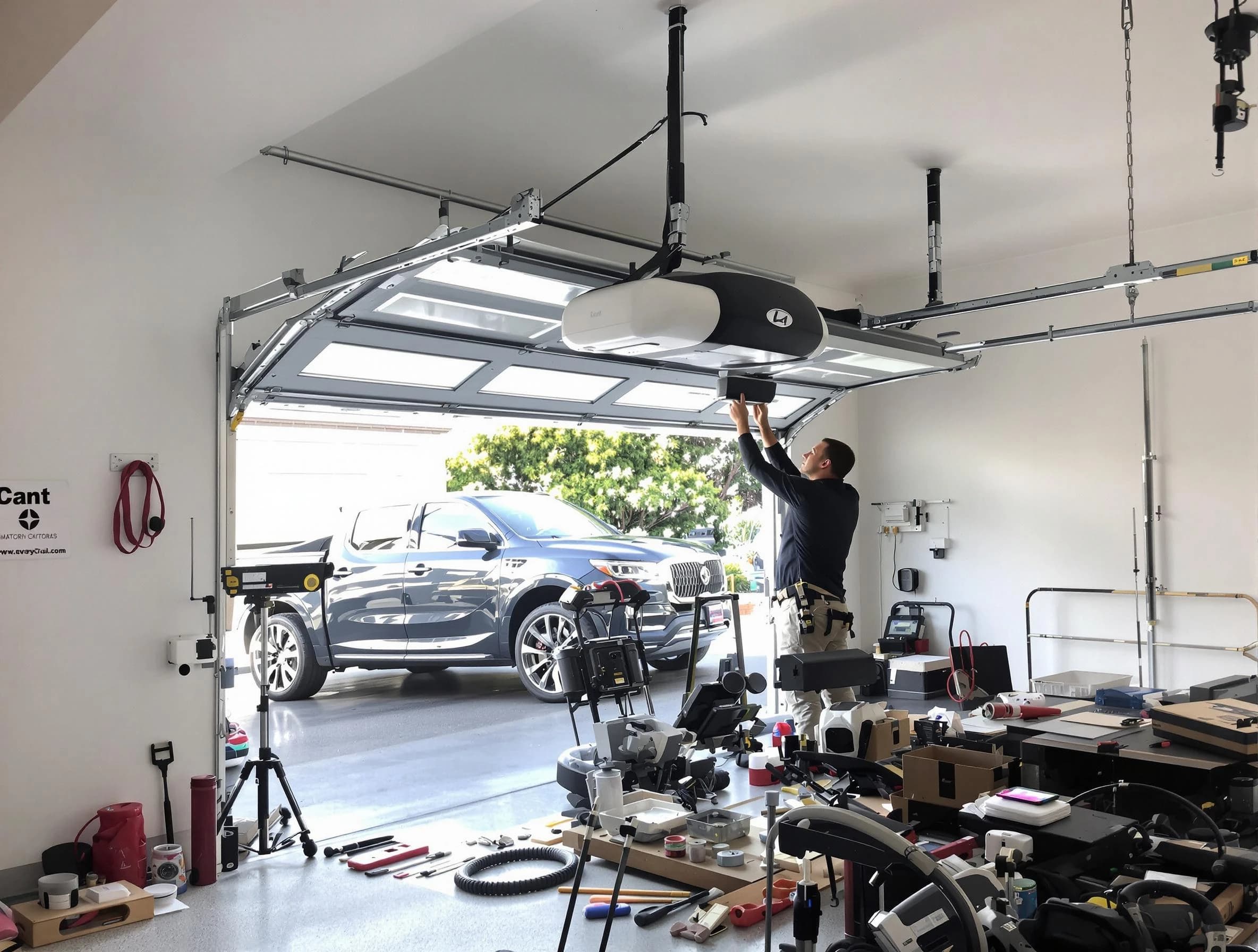 North Fayette Garage Door Repair specialist installing smart garage door opener system in North Fayette home